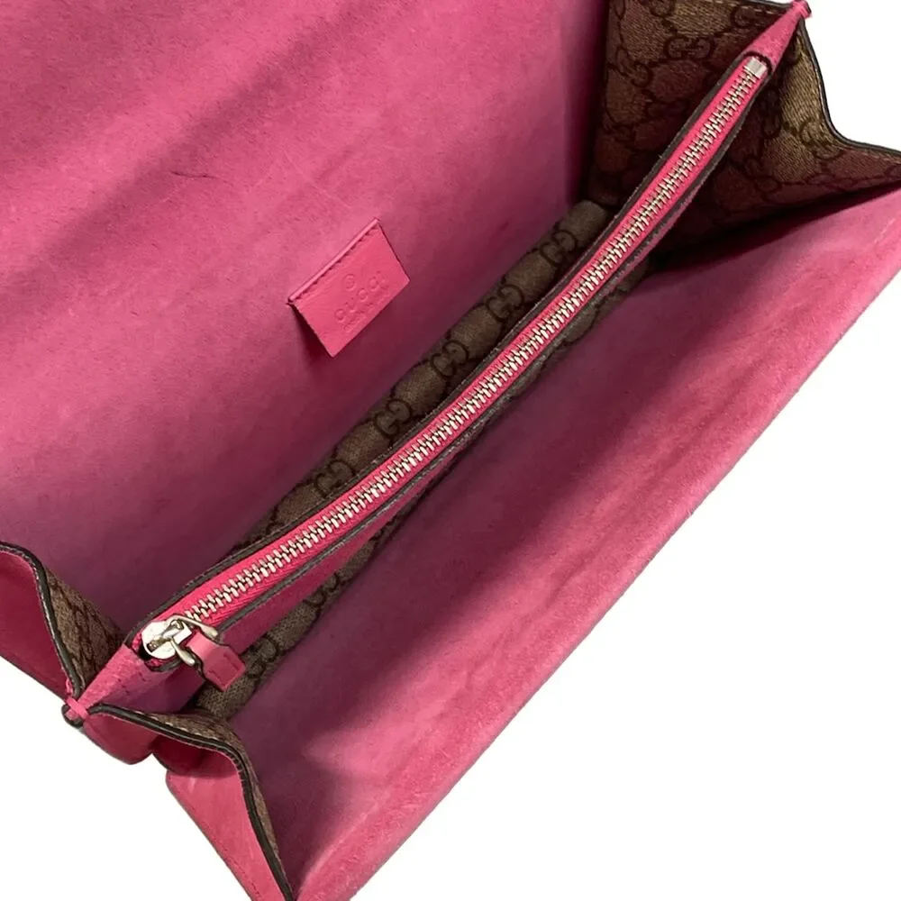 Gucci Dionysus Shoulder Bag 400249 Beige Dark Brown Pink PVC Suede